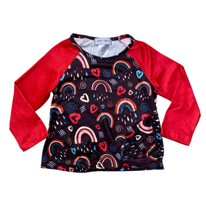 Red & Black Hearts 'n Rainbows Shirt (SWS2006)-Shirts & Tops-Sparkledots-sparkledots
