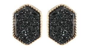 Druzy Hexagon Post Earrings