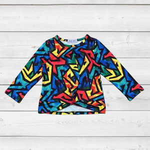 Mosaic Primary Color Twist Knot Shirt (SWS2008)-Shirts & Tops-Sparkledots-sparkledots