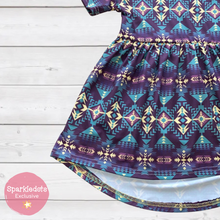 Load image into Gallery viewer, Teal &amp; Purple Aztec Tunic (SWS1002D)-Dresses-Sparkledots-sparkledots
