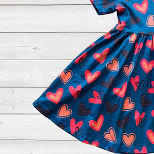 Red & Coral Hearts Twirly Dress (SWS3007)-Dresses-Sparkledots-sparkledots