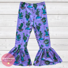 Load image into Gallery viewer, Lavender &amp; Cactus Bell Bottom Pants (SWS3042)-Pants-Sparkledots-sparkledots
