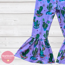 Load image into Gallery viewer, Lavender &amp; Cactus Bell Bottom Pants (SWS3042)-Pants-Sparkledots-sparkledots
