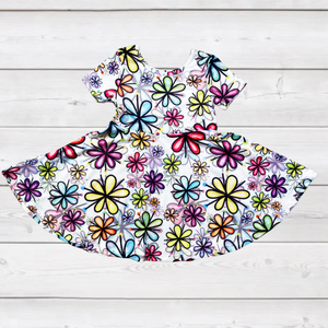 Hippy Dippy Flower Child Twirly Dress (SWS4221)-Dresses-Sparkledots-sparkledots
