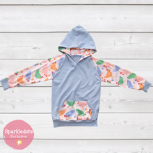 Load image into Gallery viewer, Light Blue &amp; Pastel Chickens Hoodie (SWS3024)-Shirts &amp; Tops-Sparkledots-sparkledots
