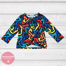 Load image into Gallery viewer, Mosaic Primary Color Twist Knot Shirt (SWS2008)-Shirts &amp; Tops-Sparkledots-sparkledots
