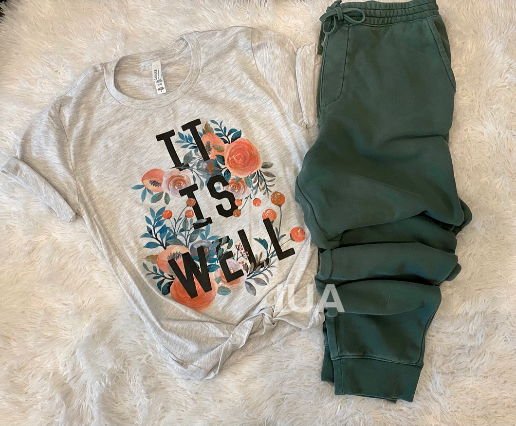 It Is Well (ash) Tee+Jogger Set