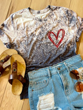 Load image into Gallery viewer, Bleached Glitter Heart Tee
