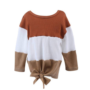 Waffle knot color block top rust