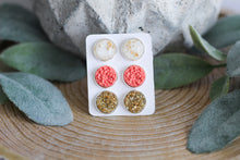 Load image into Gallery viewer, Rustic Coral Triple Earring Set

