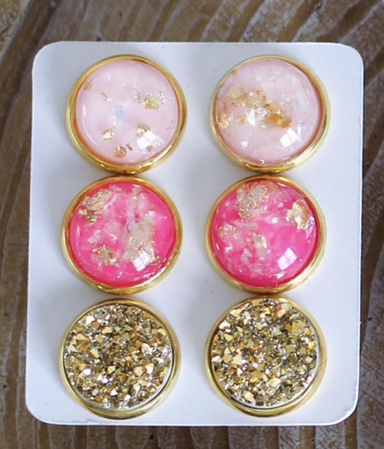 Rose Petals Triple Earring Set