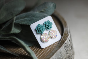 Double Earring Set - Mint Succulent