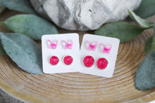 Load image into Gallery viewer, Pink Butterfly Double Earring Set
