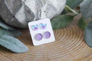 Blue/Purple Butterfly Double Earring Set