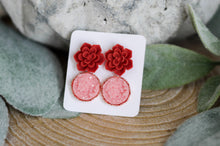 Load image into Gallery viewer, Red Succulent Vday Earring Set
