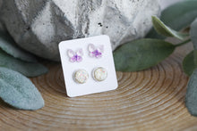 Load image into Gallery viewer, Purple Butterfly Double Earring Set
