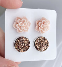 Load image into Gallery viewer, Double Earring Set - Pink Succulent

