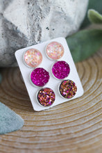 Load image into Gallery viewer, Punch Of Fuchsia Triple Earring Set
