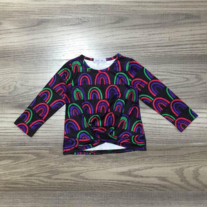 Neon Rainbows Twist Knot Shirt (SWS2009)-Shirts & Tops-Sparkledots-sparkledots